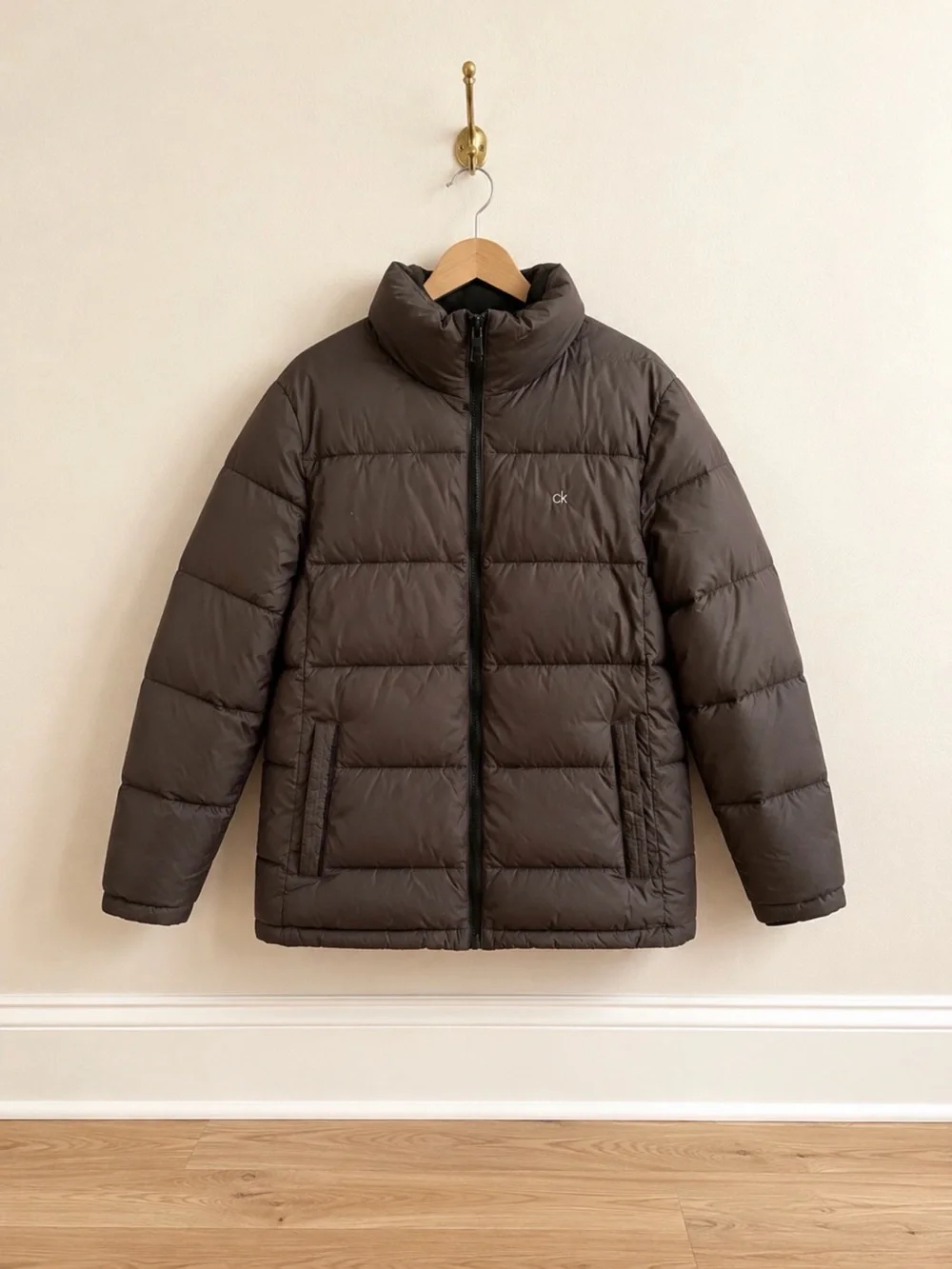 Calvin Klein Men's Dark Brown Quilted Puffer Jacket